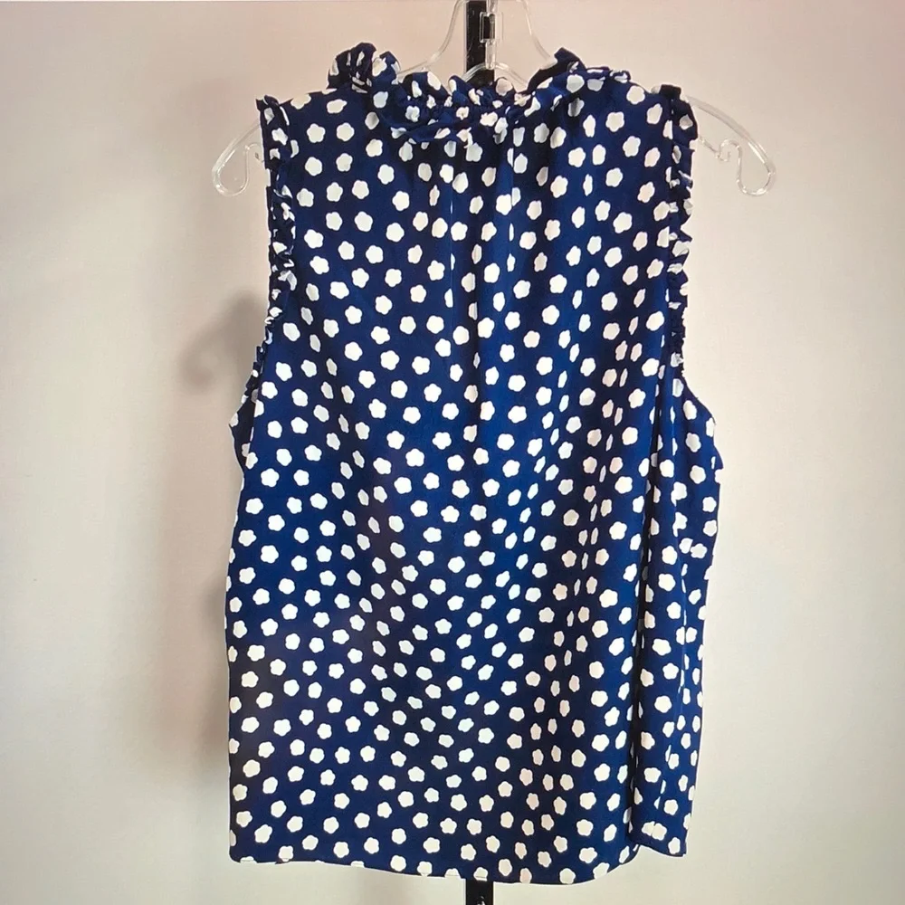 kate spade Navy and White Polka Dot Ruffle Tie-Front Camisole